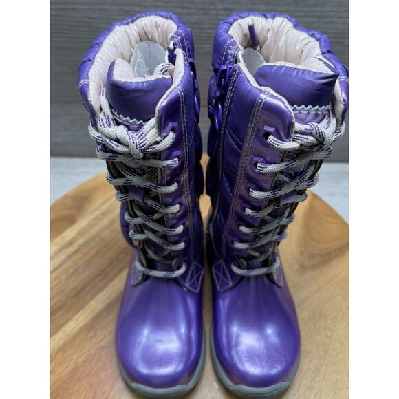 Timberland 72838 Toddlers Purple Leather Lace Up Fur Lined Boots Size 8 - Picture 5 of 8